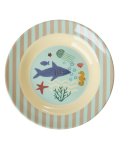 Rice - Melamine Kids Bowl with Blue Ocean Print - Blue - 250 ml