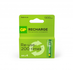 GP - Recharge Rechargeable Battery, Size AA, 1300 mAh, 4-pack