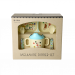 Rice - Melamine Baby Dinner Set - Fun Fair Print - Mint and Blue