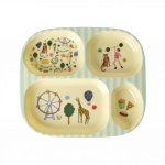 Rice - Melamine Kids 4 Room Plate with Fun Fair Print - Mint