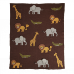 Rice - Knitted Baby Blanket with Animals and 3D Details - Chocolate Brown