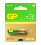 GP - Ultra Alkaline AA Batteries, 15AU/LR6, 1.5V, 4-Pack