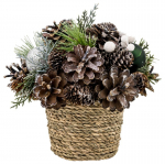Ikebana MagicHome christmas, naturaalne, roheliste pallidega, 19x19 cm