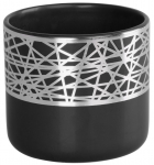 MagicHome Garden Decoration lillepott h&otilde;bedase ornamendiga must dolomiit 16,8 x 16,8 x 14,7 cm