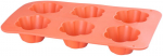 Magic Home muffinivorm, 6-kohaline, silikoon, lillemustriga, punane, 28,6x17,2x3,5 cm