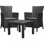 Terrassikomplekt Allibert ROSARIO, grafiit/jahehall, laud, 2x tugitool