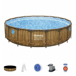 Bestway&reg; Power Steel&trade; bassein, Vista seeria, 56977, kassettfiltreerimine, redel, kate, ChemConnect &trade; jaotur, kleepplaaster, 549x122 cm