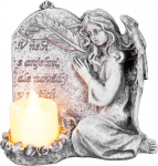 Maagiline Kodukaunistus, Ingel k&uuml;&uuml;nlaga, LED, Pol&uuml;resiin, Hauale, 12x8x12 cm