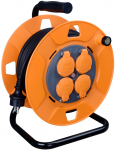 Strend Pro CR038 kaabel, pikendus, L-50 m, 4x pesa, IP44, must kumm, trumlil