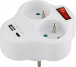 Strend Pro pistikupesa, jaotur, toitejuhe, valge, 2x 16 A, USB A+C, toitel&uuml;liti
