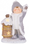 MagicHome LED j&otilde;ulukuju "Poiss postkastiga", 1 LED, soe valge, 3xAA, keraamika ja tekstiil, 33x23x45 cm.