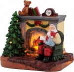 Dekoratsioon MagicHome Christmas, j&otilde;uluvana lapsega kamina &auml;&auml;res, LED, interj&ouml;&ouml;r, 10.5x8x9 cm, m&uuml;&uuml;gikast 12 tk