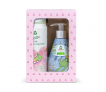 Kinkekomplekt Frosch EKO, du&scaron;igeel/&scaron;ampoon + seep, roosa, laste, 2x 300 ml