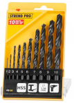 Strend Pro FD126 puurikomplekt, 10 tk, 1-10 mm, HSS, metallile