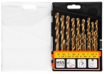 Strend Pro FD032 puurikomplekt, 19-osaline TiN HSS, metallile