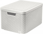 Pesukorv Curver&reg; STYLE2 LID L, kreem, 45x25x33 cm, kaanega