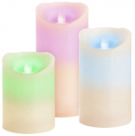 MagicHome LED k&uuml;&uuml;nlad, komplektis 3 tk (7,5 x 10; 12,5; 15 cm), 1 LED, 12 vahelduvat v&auml;rvi, 3xAAA, taimer, liikuv leek