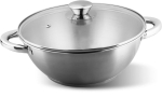 MagicHome Chloe Wok-pott, 26 cm, 5 liitrit, klaasist kaanega, roostevaba teras