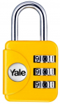 Yale'i lukk YP1/28/121/1, rippuv, reisimine, numbrikombinatsiooniga, kollane