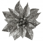 Ornament j&otilde;ulut&auml;he lill, klambriga, h&otilde;bedane, 9x8 cm.