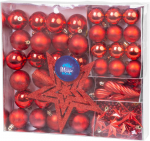 J&otilde;ulupallid MagicHome, komplekt, 50 tk (t&auml;ht, pallid, k&auml;bid, vanik), punane, kuusele