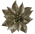 Ornament Flower Poinsettia, klambriga, &scaron;ampanja, 9x8 cm.
