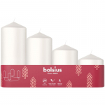 Bolsius Pillar Advendik&uuml;&uuml;nlad, j&otilde;ulud, valged, 60/80/100/120x48 mm, pakend. 4 tk