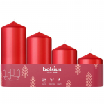 Bolsius Pillar Advendik&uuml;&uuml;nlad, j&otilde;ulud, punased, 60/80/100/120x48 mm, pakend. 4 tk