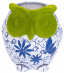 MagicHome kaunistus, &Ouml;&ouml;kull lillepotiga, sinine ornament, keraamika, 26,5x24x27,5 cm