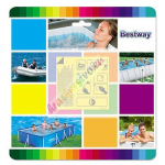 Komplekt Bestway&reg; 62091, basseinide ja t&auml;ispuhutavate seadmete parandamiseks, 10 tk, 65x65 mm