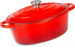 MagicHome Castora line k&uuml;psetusvorm, ovaalne, pajaroog, 30 cm, kaanega 4,4 liitrit, malmist emailiga