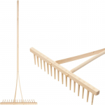 Puidust reha, 16 hammast, puidust k&auml;epide, kogupikkus 160 cm