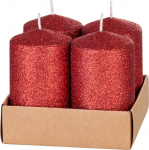 K&uuml;&uuml;nal MagicHome Christmas, 4,8x8 cm, silindriline, pakk. 4 tk, punane, s&auml;delusega, advend
