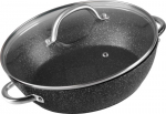 Pott MagicHome Black Marble Line, madal, 26 cm, 2,8 l, kaanega, k&uuml;psetusn&otilde;u ahju jaoks