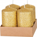 K&uuml;&uuml;nal MagicHome Christmas, 4,8x8 cm, silindriline, pakk. 4 tk, kuldne, s&auml;delusega, Advend
