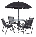 Aiakomplekt LETICIA GREY, laud 85x71 cm, 4x tooli 74x53x91 cm, vihmavari 180 cm