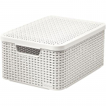 Pesukorv Curver&reg; STYLE M KAAS, valge, 38x29x17 cm, kaanega