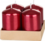 K&uuml;&uuml;nal MagicHome Christmas, 4x6 cm, silindriline, pakk. 4 tk, punane, metalliline efekt, advent