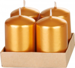 K&uuml;&uuml;nal MagicHome Christmas, 4x6 cm, silindriline, pakk. 4 tk, kuldne, metallikefekt, advent