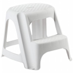 Plastikust aste, 2 astet, aste, 40 cm, valge, tila. 150 kg