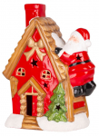 J&otilde;ulukuju MagicHome christmas, Maja j&otilde;uluvanaga katusel, LED, terrakota, 2xaaa, 27x13x34 cm
