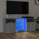 Homgoday TV Cabinet with LED Lights, Grey, Sonoma, 120 x 30 x 50 cm, Entertainment Centre Cabinet, TV Table, HiFi Cabinet, Stereo Cabinet, TV Unit, Living Room Furniture, Home, Indoor Storage Box