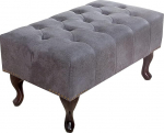 invicta INTERIOR riess-Ambiente Chesterfield Footstool Antique Grey with Button Stitching and Rivet Trim