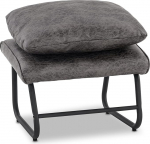M MCombo Stool Footrest with Metal Legs + Cushion, Vintage Stool Ottoman Dressing Table for Living Room Bedroom, Square 39 x 57 cm, Microfibre Fabric, 4742-2 (Dark Grey/Brown) (Dark Grey)