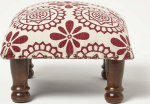 Homescapes Cassia Square Upholstered Stool 40 x 40 cm Red/White Patterned Stool with Wooden Legs and Cotton Cover