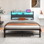 VERFARM 5ft King Size voodiraam koos LED-valgustusega Storage Polsterdatud peatugi ja laadimisjaam Raske metallist platvormi King Size voodiraam, mille puhul ei ole vaja box spring'i m&uuml;ratult