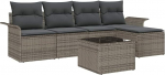 5-teiliges Garten Sofaset mit Kissen Grau Poly Rattan Gartenlounge Model3345329