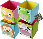 TE-Trend Komplekt 4 lastetoa m&ouml;&ouml;bli hoiukasti Laste m&auml;nguasjakasti motiiviga kokkupandav kastikomplekt m&auml;nguasjade hoiustamiseks 28 cm Mitmev&auml;rviline