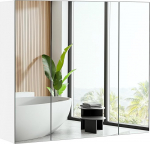 Yaheetech peegelkapp Vannitoa kapp 3 m&auml;nguasja uksega hoiukapp Seinakapp Meditsiinikapp Vannitoa seinakapp 70,5 &times; 15 &times; 60,5 cm Valge