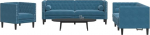 Tidyard Chesterfield 3209289 3-osaline diivanikomplekt polsterdustega, sinine samet, polsterdatud diivan, Lounge diivan elutuppa, esikusse, kontorisse